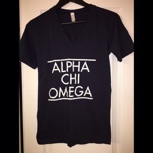 Alpha Chi Omega -American Apparel V-neck Tee Navy