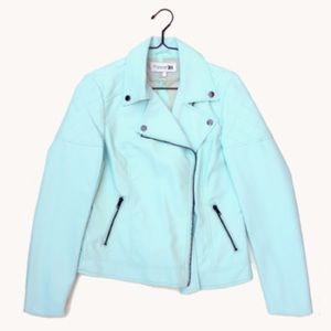 NWOT faux teal leather jacket