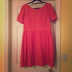 Cynthia Rowley coral lace dress