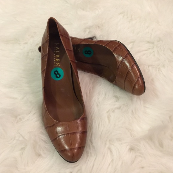 Lauren by Ralph Lauren crocodile leather pumps