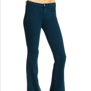 Aquamarine velvety flare leg j brand jeans