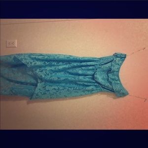 Light blue trixxie high low dress.