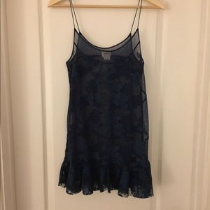 FREE PEOPLE Navy Lace Slip Tank/Tunic Sz XS