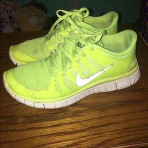 Neon Yellow Nike Free Run 5.0