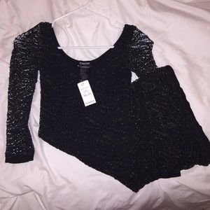 Bebe bodycon black dress with gold sparkle