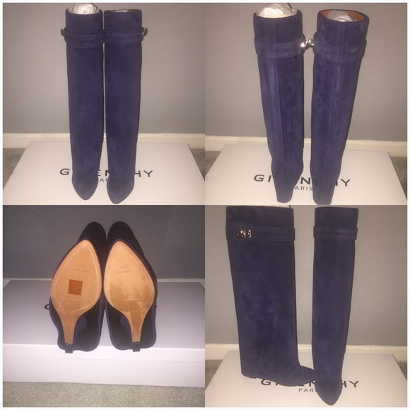 🔴SOLD🔴Givenchy shark lock tall boots Navy Blue - Picture 2 of 4