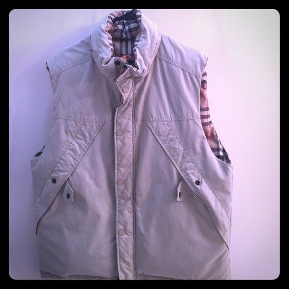 Men's Burberry London XL Plaid Khaki Vest