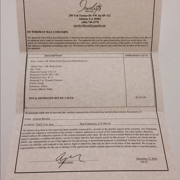 SOLD 🎉HP🎉 14K White Gold Princess Bridal Set - Picture 4 of 4