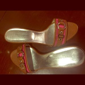 Dolce & Gabbana pink/brown sling low heel shoes