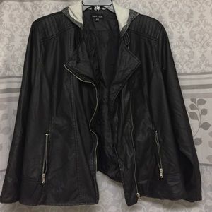 Pleather Jacket with hood 3X