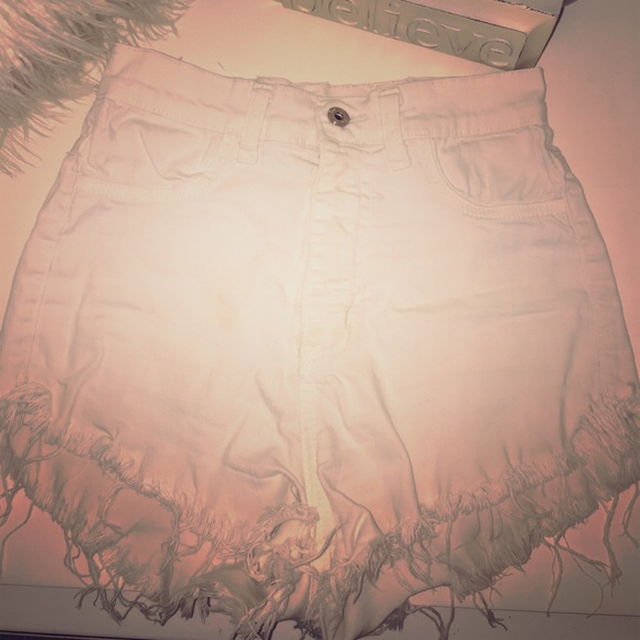White jean shorts