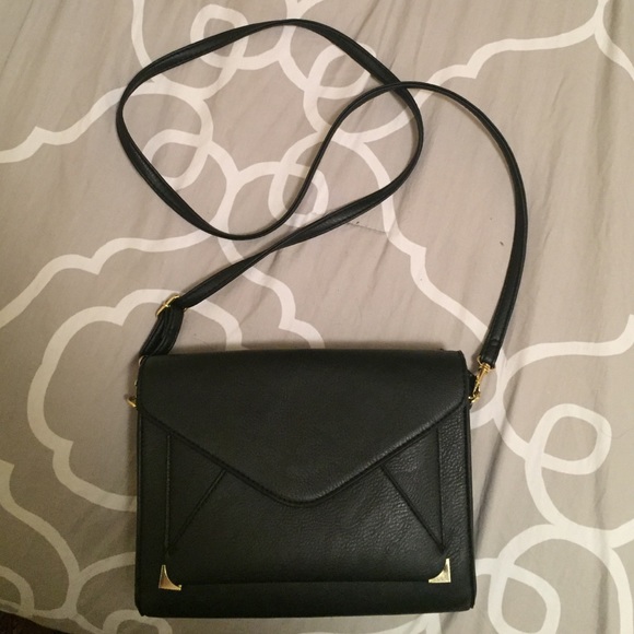 Black faux leather crossbody