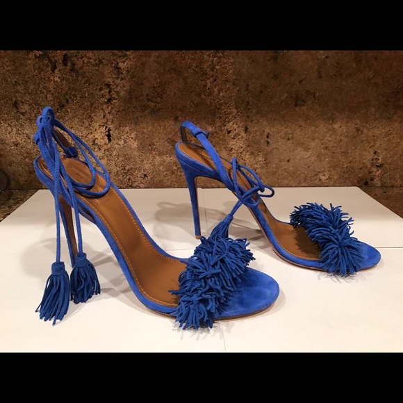 Aquazzura wild thing suede blue sandal