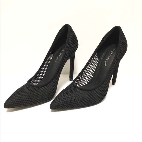 Jeffrey campbell black mesh stilettos