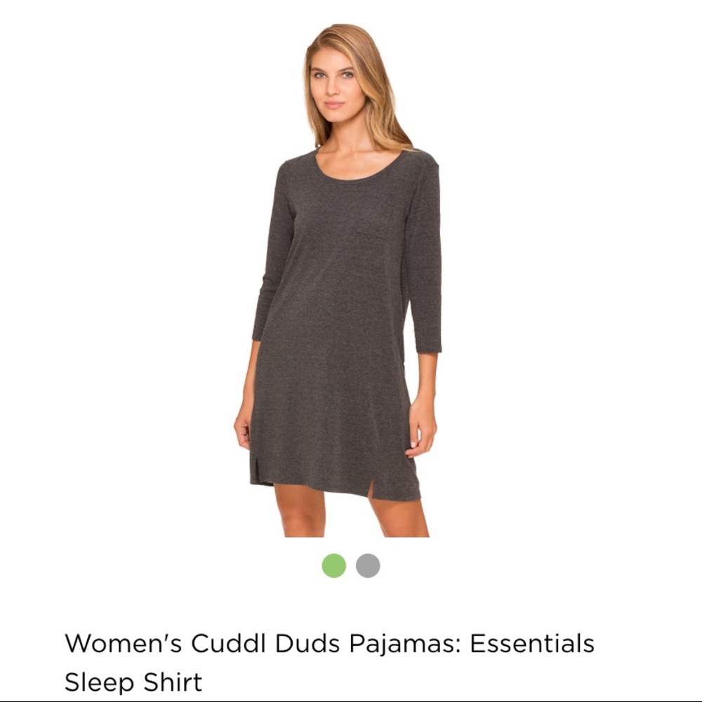 New Cuddl Duds Charcoal Heather Sleep Tee