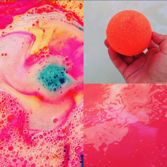 Large neon color inside color bath bomb bath fizzy