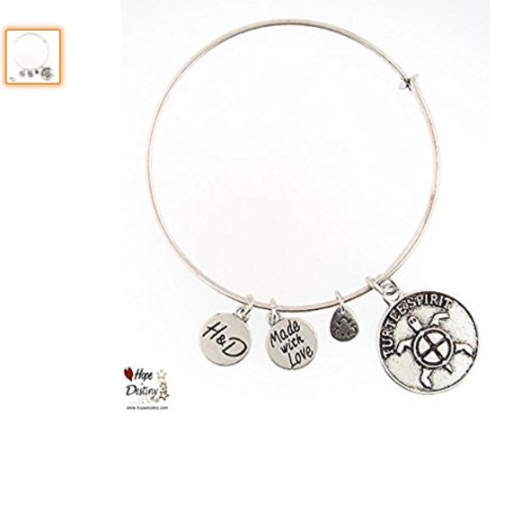 H & D Turtle Spirit Silver Tone Bangle Bracelet