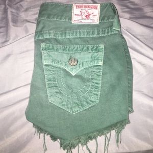 True religion green shorts