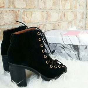 Jeffrey Campbell - "Cors" Suede Peep Toe Bootie