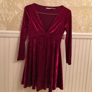 Dark red velvet dress
