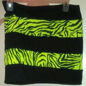 Black and Neon Zebra stripped Mini Skirt