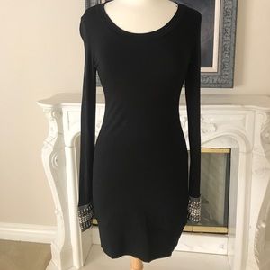 Black fitted stretchy dress w/ jeweled handcuffs