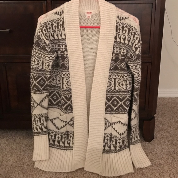 Mossimo ivory and brown cardigan