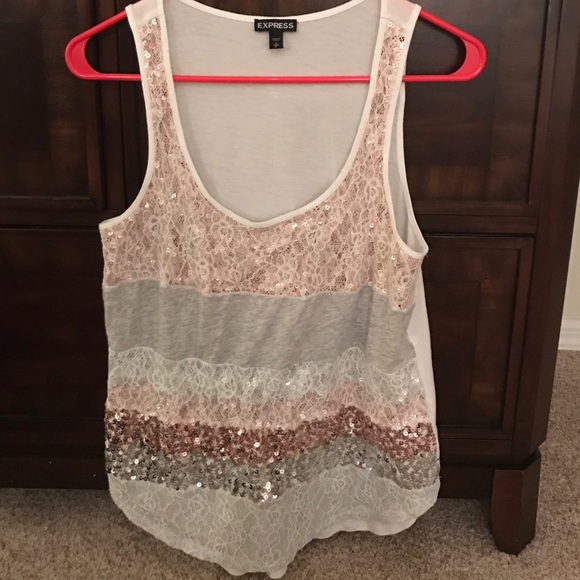 Express lace and sequin tank top