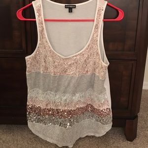 Express lace and sequin tank top