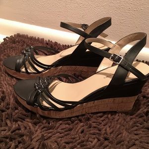 Cute Black Wedge Sandals