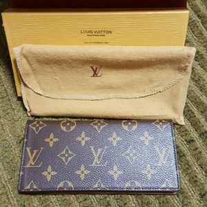 LV Checkbook Cover with Box and Bag