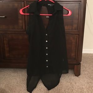 Black sleeveless blouse