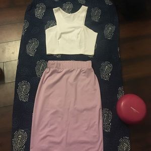 Lavender and white skirt set