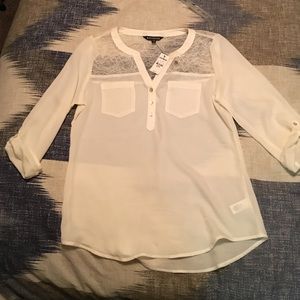 Cream Lace Shoulder Blouse