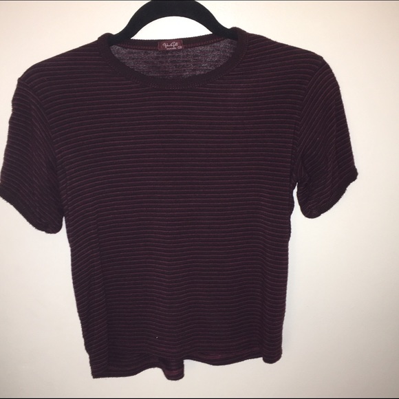 Brandy Melville maroon striped t-shirt