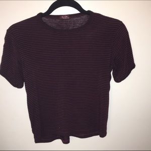 Brandy Melville maroon striped t-shirt