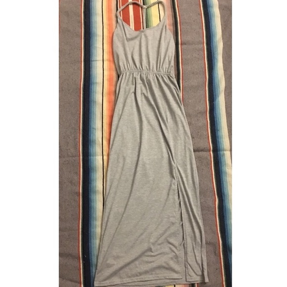 Gray Maxi Dress With Slit - Picture 3 of 3