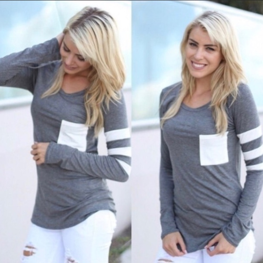 Classic Gray & White Stripe T