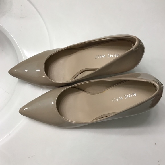 Nine West Nude Patent Leather Stiletto Pumps Sz7.5 - Picture 3 of 4