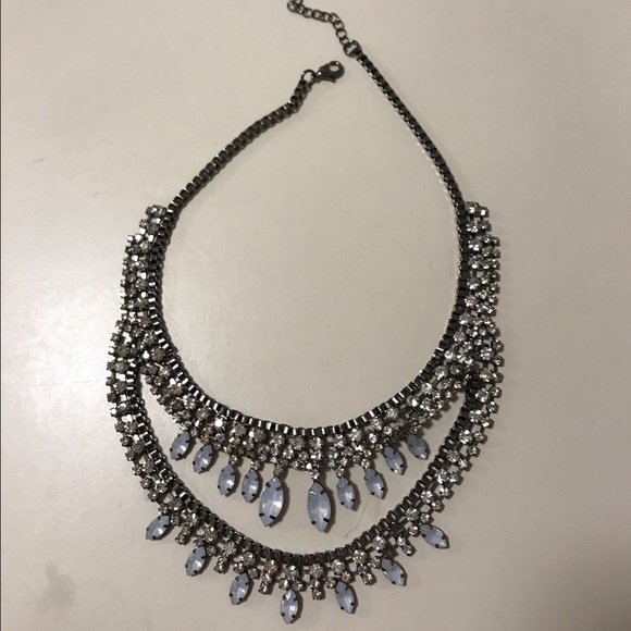 Forever 21 Silver Gem Statement Necklace