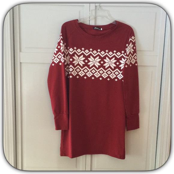 🎉HP NWT Comfy Cranberry Jersey Sweatshirt Dress - Picture 3 of 3