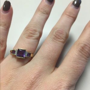 Amethyst and Diamond 14 Karat Gold Ring