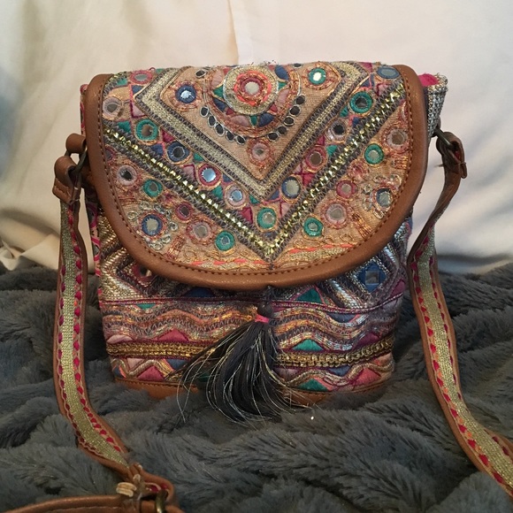 Aztec designed embellished shoulder bag