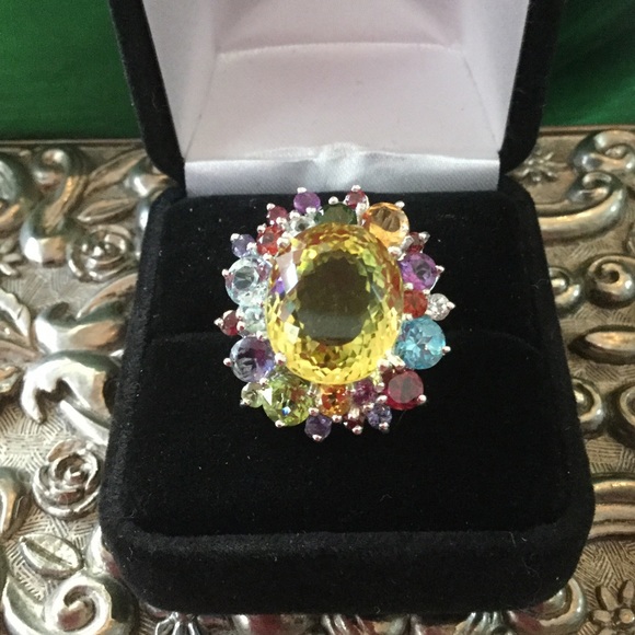 Estate Jewelry - Genuine Lemon Quartz & Gemstone Ring