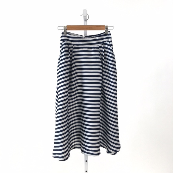 Blue & White Striped Midi Skirt - Picture 3 of 4