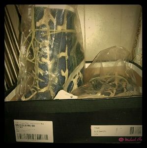 Michael Antonio Colby Snake Lace Booties Blue
