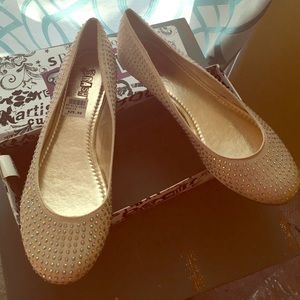 Champagne sparkly flats