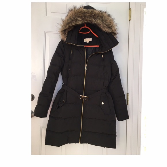Michael Kors Black Parka Coat In Size Medium