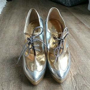 Topshop Metallic Gold and Silver Heels 8.5 39