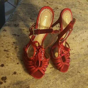 Bebe Sexy red satin heels